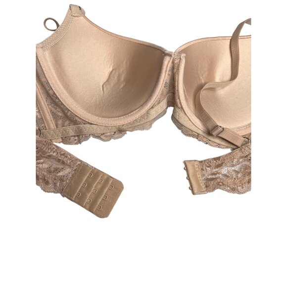 Bra Size 36B Tan Lightly Padded Underwire Lace Detail - Picture 5 of 9